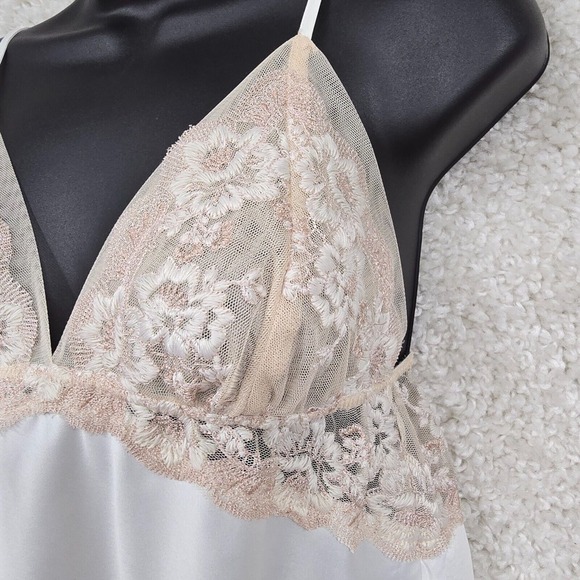 Flora Nikrooz Babydoll Top Womens Small Floral Mesh Satin Y2K Fairy Feminine - Picture 3 of 13